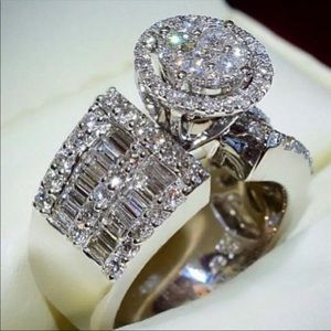 Luxury Sterling Silver Wedding Diamonds Ring
